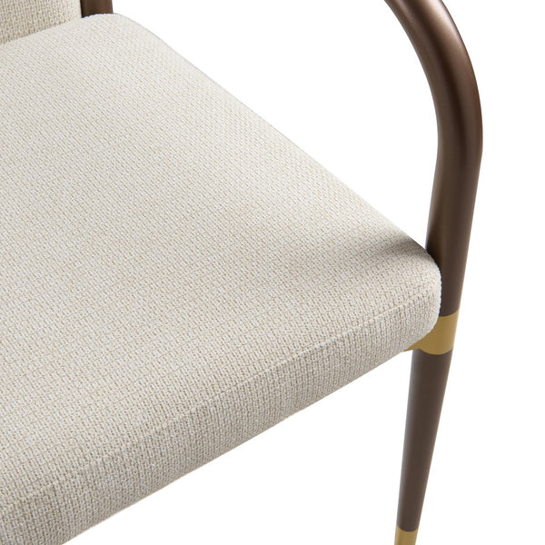 English Elm Modern Gold Accent Iron Frame Dining Arm Chairs Upholstered Set of Two for Elegant Spaces Brown+Beige N771P345830W