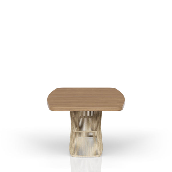 English Elm Dining Table Toffe Rope Base Beige Solid Wood & MDF 18" Leaf Expands to 98" Oak Veneer, Transitional Design B2699S00079