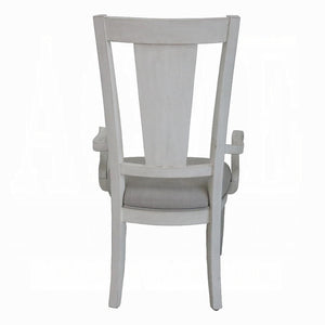 English Elm Light Grey Upholstered Arm Chairs Set Of 2 - Weathered White Frame, Coastal-Inspired Comfort & Style B062P209267