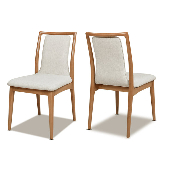 English Elm Jennifer Taylor Home - Scandi Natural Light Brown Wood Dining Chair Set of 2 — White Stain‑Resistant Polyester, Solid Rubberwood Finish B2719P238261