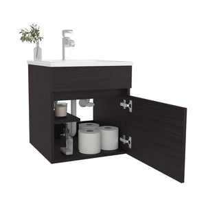 English Elm FM Wall-Mounted Belle Bathroom Vanity with Built-In Sink, Floating Design, Soft-Close Door, Sleek Storage Solution Wenge 23 L x 23 W x 12 H B128P335848