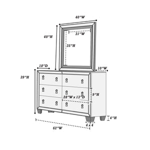 English Elm Traditional Elegant 6-Drawer Dresser with Antique Finish and Decorative Pulls for Spacious Bedroom Storage Silver 65 L x 21 W x 38 H B011P395082