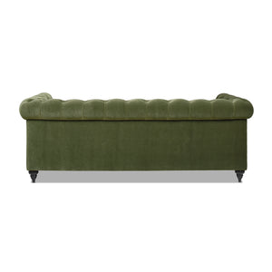 English Elm Jennifer Taylor Home - Alto Handcrafted 88" Tufted Chesterfield Sofa in Olive Performance Velvet with Nailhead Trim and Supportive Frame B2719P238299