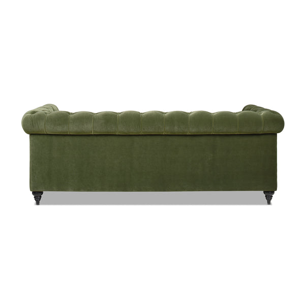 English Elm Jennifer Taylor Home - Alto Handcrafted 88" Tufted Chesterfield Sofa in Olive Performance Velvet with Nailhead Trim and Supportive Frame B2719P238299