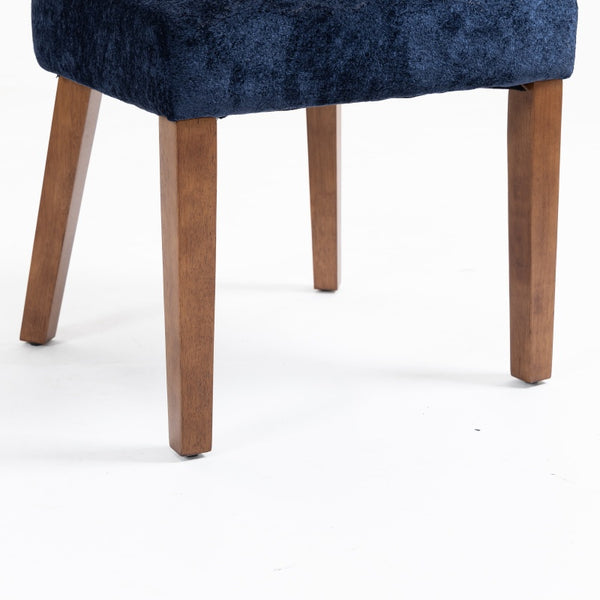 English Elm Mid Mid Century Modern Dining Chairs Set of 2 Upholstered Linen Accent Chairs with Solid Wood Frame, Ergonomic Support and Nailhead Trim Blue W794P335668