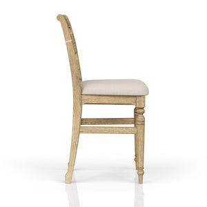 English Elm Ladder Solid Wood Counter Stool with Upholstered Seat, Ladder-Back Comfort and Turned Legs, Warm Finish Caramel 45 L x 21.5 W x 13 H B2699P355204