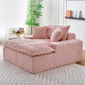 English Elm 51 Compact Comfort Sofa with Turtle Fleece, Sponge Support, Two Pillows, 400lb Capacity for Small Spaces Pink W3371P326396