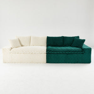 English Elm Luxury Color-Block Turtle Velvet Sofa - Modular Design For Stylish Living Room Comfort & Flexibility P2 W3371S00046-GIGA