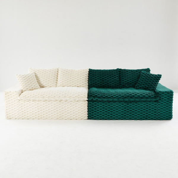 English Elm Luxury Color-Block Turtle Velvet Sofa - Modular Design For Stylish Living Room Comfort & Flexibility P2 W3371S00046-GIGA