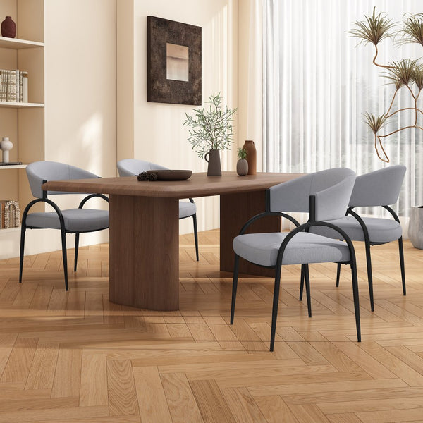 English Elm Upholstered Gray Fabric Dining Chair Set of Two with Sleek Metal Legs Modern Style N768P184752L