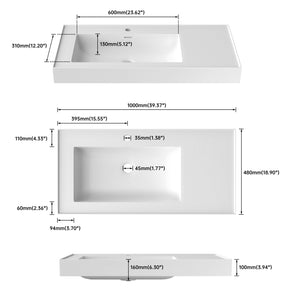 English Elm 39 Inch Solid Surface Wall Mount Bathroom Basin with Matte Finish Modern Design T3785P491208