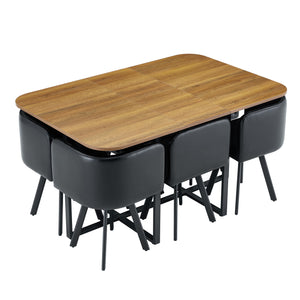 English Elm 7-piece Rectangular Dining Set Seats 6 with Faux Leather Chairs and Melamine Top W3875S00041