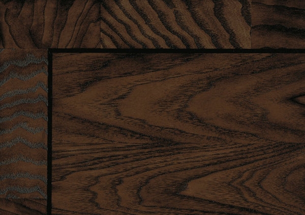 English Elm Formal Eastern King Bed Tufted Burl Veneer Frame with Gold Carved Detailing B011S02305