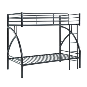 English Elm Black Metal Twin-Over-Twin Bunk Bed with Modern Lines, Sturdy Frame, Space-Saving Design for Kids Black 76.25 L x 45.25 W x 7.75 H B011P248589