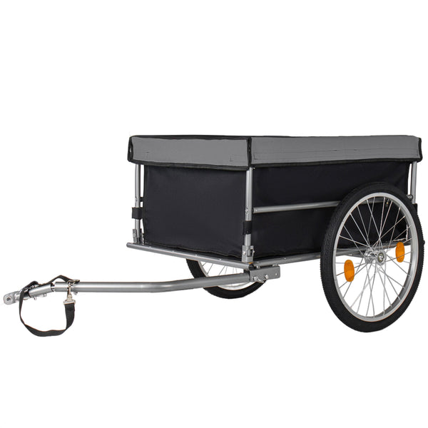 English Elm Foldable Bike Cargo Trailer with 20 Inch Tires Steel Frame and Weatherproof Oxford Cover Black W2932P405182