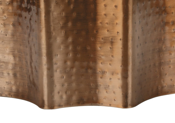 English Elm Accent Table - Hand-Crafted Copper Metal Drum With Scalloped Design, Perfect For Living Spaces & Style B2710P219443