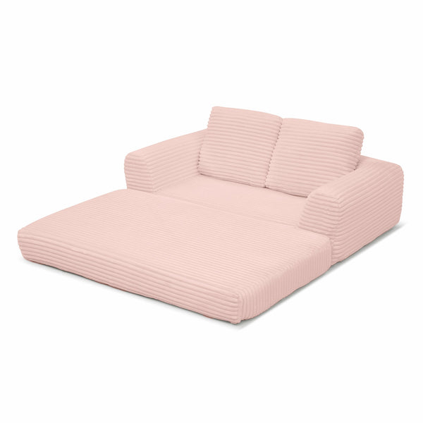 English Elm 2-in-1 Corduroy Futon Loveseat Sleeper Modular Floor Couch for Studio Living Rooms Pink W1117P415717