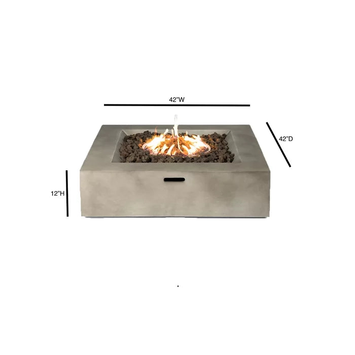 English Elm 12" Concrete Outdoor Fire Pit Table Natural/Grey — Push-Button Ignition, Lava Rock, Propane/Natural B120P204583