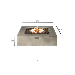 English Elm 12" Concrete Outdoor Fire Pit Table Natural/Grey — Push-Button Ignition, Lava Rock, Propane/Natural B120P204583