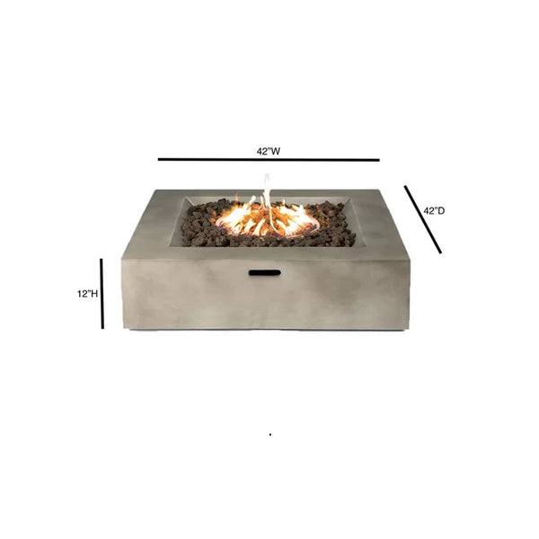 English Elm 12" Concrete Outdoor Fire Pit Table Natural/Grey — Push-Button Ignition, Lava Rock, Propane/Natural B120P204583