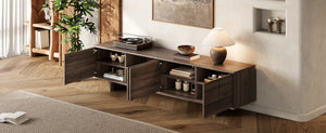 English Elm 78 Inch Low Profile Media Console with Pine Legs Soft Close Doors for Living Room N710P429519Q