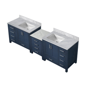 English Elm Navy Double Bath Vanity 92"W x22"D with Carrara Marble Top, Solid Wood, Soft-Close Drawers, Spacious Storage B2731S00639