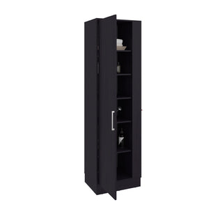 English Elm Storage Cabinet Tall Narrow Matte Black Single Door Organizer for Laundry or Office B092P474490