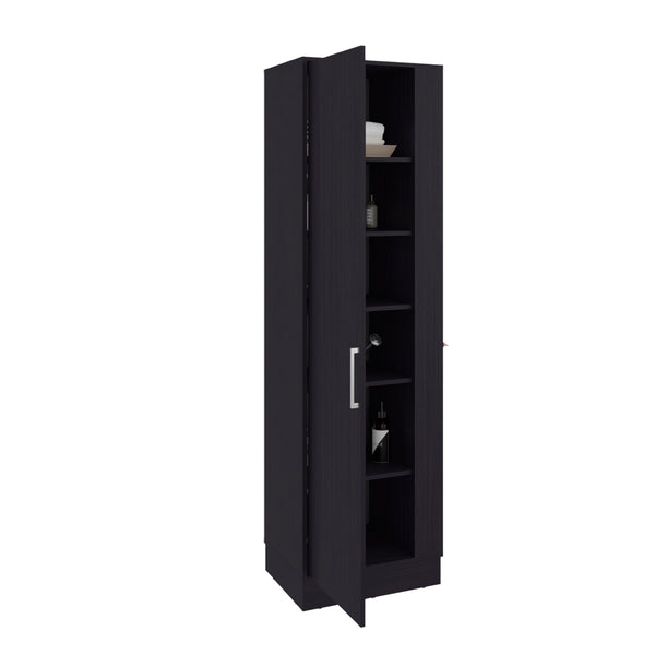 English Elm Storage Cabinet Tall Narrow Matte Black Single Door Organizer for Laundry or Office B092P474490
