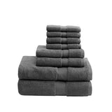 Madison Park Signature 800GSM Transitional 100% Cotton 8 Piece Antimicrobial Towel Set MPS73-197 Grey