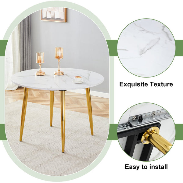 English Elm Table and Chair Set Extendable Mdf Round Oval Dining with 6 Gray Pu Seats W1151S04832