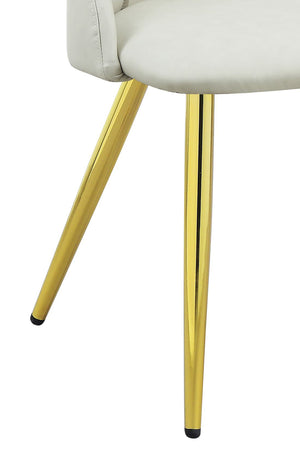 English Elm Gaines White Synthetic Leather Side Chair Set of 2 — Plush High‑Density Foam, Chrome Legs, Scratch‑Resistant Pads B2726P250495