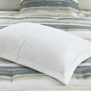 English Elm 8 Piece Printed Seersucker Comforter Set In Yellow & Gray - Stylish, Hypoallergenic King/Cal King Collection B03597255