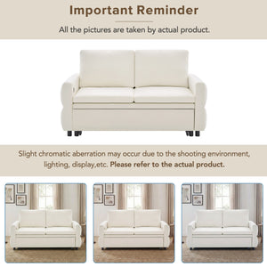 English Elm Convertible Chenille Sleeper Loveseat with Usb Ports and Reclining Backrest for Small Spaces Beige N719P390439A
