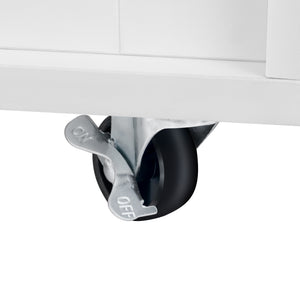 English Elm 2 IN 1 Modern Dog Crate Kitchen Island with Storage, Rolling Lockable Casters, Sliding Doors & Drawer N843P256452R