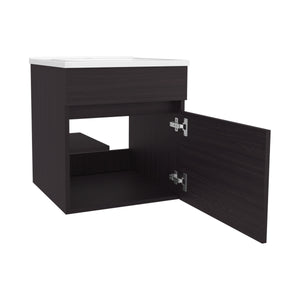 English Elm FM Wall-Mounted Belle Bathroom Vanity with Built-In Sink, Floating Design, Soft-Close Door, Sleek Storage Solution Wenge 23 L x 23 W x 12 H B128P335848