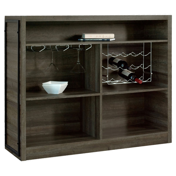 English Elm Garrison Vintage Oak Finish Bar Cabinet with Wine Rack Stemware Storage Shelves B062P331048