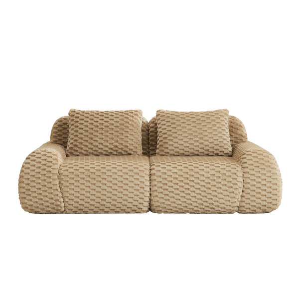 English Elm 82" Modular Sectional Sofa Flannelette Upholstery Deep Seat No Assembly Living Room Light Camel W714P377075