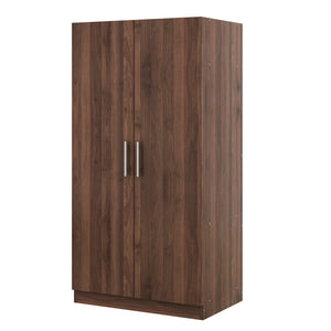 English Elm 2-Door Pine Wood Wardrobe Armoire with Rod & 3 Shelves, Brown Grain Finish—Sturdy 300lb Capacity GX001833AAD