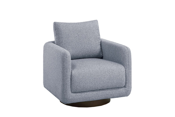 English Elm Modern Gray Bouclé Swivel Chair — 360° Upholstered Accent Seat with Supportive Back Pillow, 30"x31"x25" B011P369861