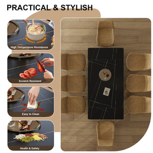 English Elm Retractable Modern Sintered Stone Dining Table Set With 8 Chairs - Durable & Stylish For Any Home W509S00129-GIGA