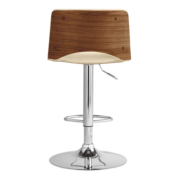 English Elm Xienna Adjustable Swivel Faux Leather Bar Stool with Walnut Back, Chrome Base, Ergonomic Comfort Cream B2736P268607