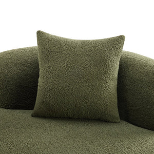 English Elm 66.93 Inch Curved Teddy Velvet Loveseat Sculptural Compact Sofa for Apartments Green W3612P406627