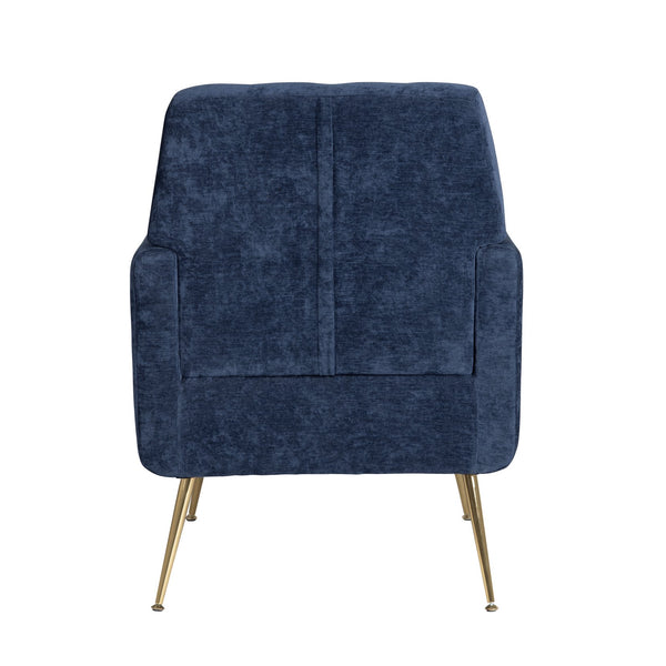 Crestview Collection Modern Accent Chair - Stylish Upholstered Furniture With Button Tufting And Gold Legs For Any Room Navy Polyester Evfzr4352cnvy