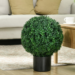 English Elm Homcom Set Of 2 20.5" Lifelike Boxwood Topiary Trees For Indoor/Outdoor Decor, Low Maintenance Greenery W2225P217289