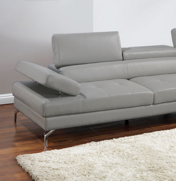 English Elm Light Gray Contemporary 2pc Sectional Sofa Set with Right Chaise, Adjustable Headrests & Armrest B011S01202