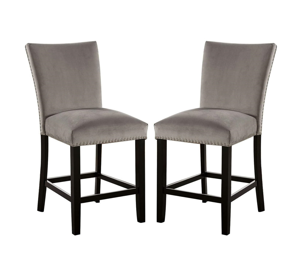 English Elm Attractive Transitional 2pc Side Chairs Set with Padded Flannelette Seats and Nailhead Trim, Stylish Dining Seating Black,Light Gray 46 L x 17 W x 24 H B011P246278