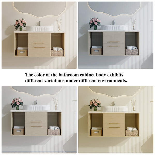 English Elm Modern 38.2" Wall-Mounted Bathroom Vanity With Oval Sink, Floating Design, Soft-Close Drawers & Storage W3136S00012