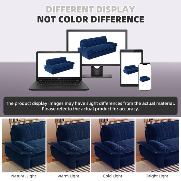 English Elm 73.2" Queen Sleeper Sofa Convertible Corduroy Loveseat for Guest Room or Living Space Blue W1885S00332