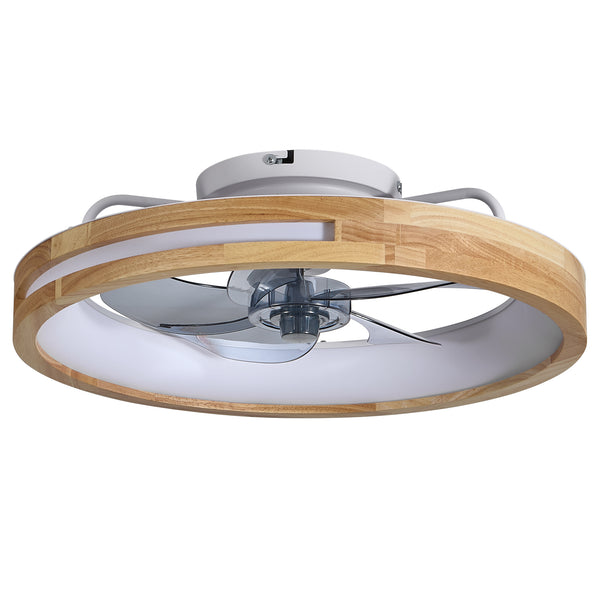 English Elm 20 Inch Flush Mount Ceiling Fan Wooden Frame Led Light Remote 6 Speed Bedroom W2312P475728
