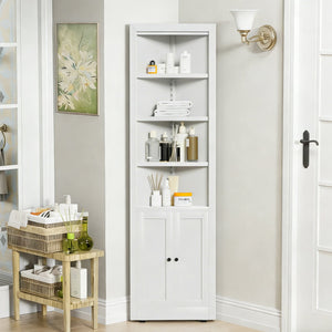 English Elm 71" Tall Corner Cabinet Steel Frame 5 Tier Adjustable Shelving Pantry Bathroom Storage T2398P442670